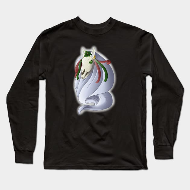 Mari Lwyd Floating Long Sleeve T-Shirt by lizstaley